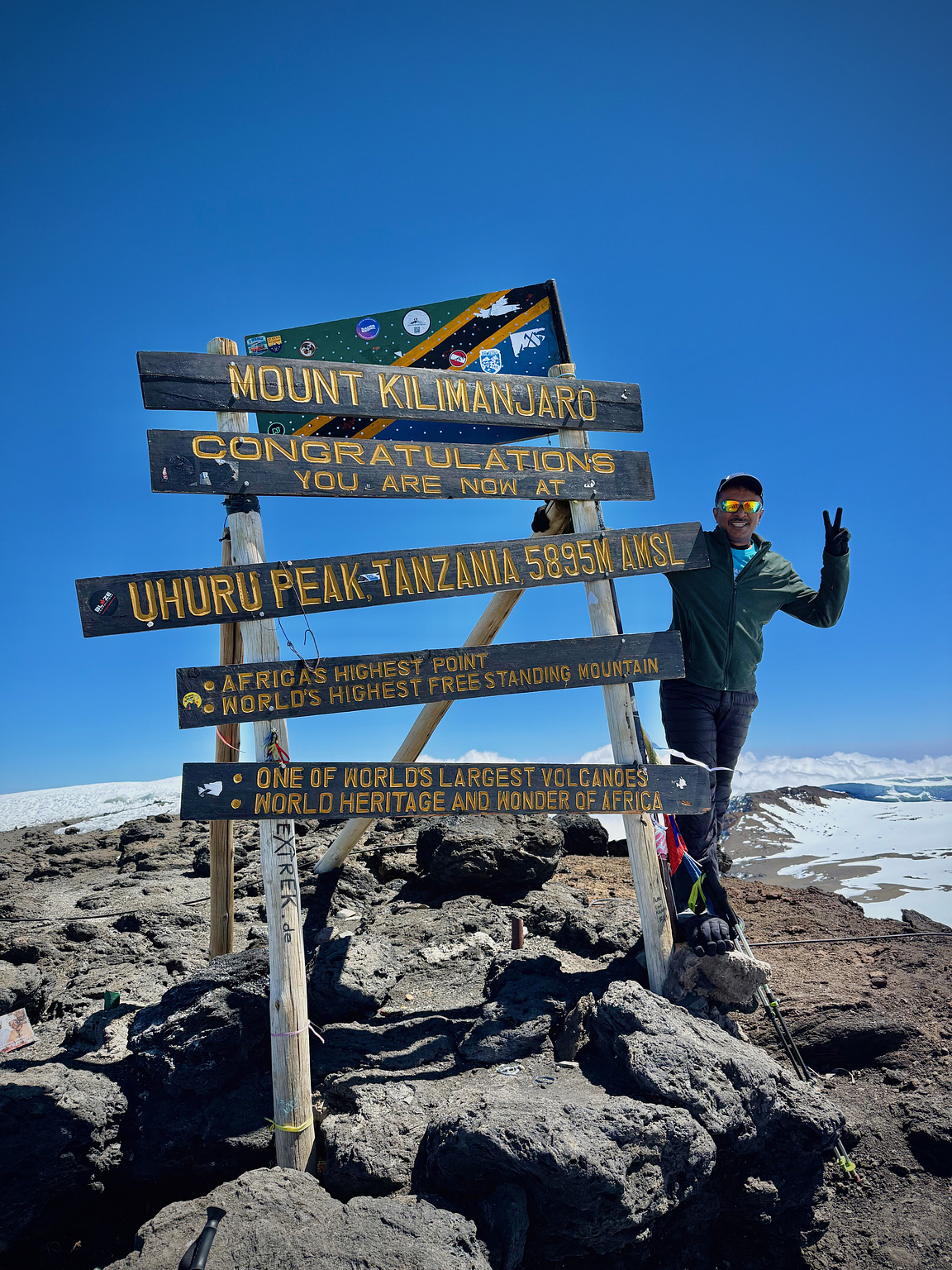Atop the Uhuru peak of Kilimanjaro!